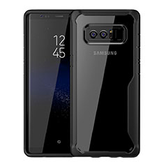 Coque Contour Silicone et Vitre Transparente Miroir Housse Etui pour Samsung Galaxy Note 8 Duos N950F Noir