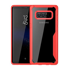Coque Contour Silicone et Vitre Transparente Miroir Housse Etui pour Samsung Galaxy Note 8 Rouge