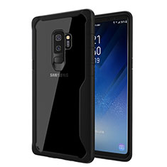 Coque Contour Silicone et Vitre Transparente Miroir Housse Etui pour Samsung Galaxy S9 Plus Noir