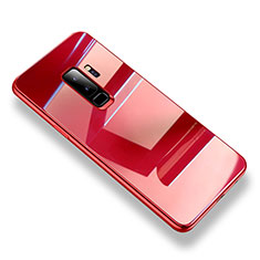 Coque Contour Silicone et Vitre Transparente Miroir Housse Etui S01 pour Samsung Galaxy S9 Plus Rouge