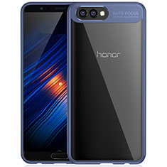 Coque Contour Silicone et Vitre Transparente Miroir pour Huawei Honor V10 Bleu