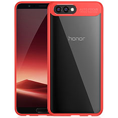 Coque Contour Silicone et Vitre Transparente Miroir pour Huawei Honor View 10 Rouge