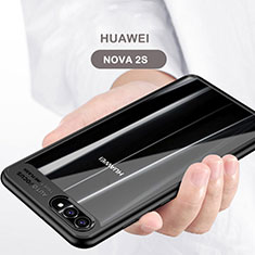 Coque Contour Silicone et Vitre Transparente Miroir pour Huawei Nova 2S Noir