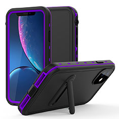 Coque Etanche Contour Silicone et Plastique Housse Etui Waterproof 360 Degres avec Support pour Apple iPhone 11 Violet