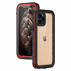Coque Etanche Contour Silicone et Plastique Housse Etui Waterproof 360 Degres pour Apple iPhone 12 Pro Rouge