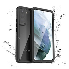 Coque Etanche Contour Silicone et Plastique Housse Etui Waterproof 360 Degres pour Samsung Galaxy S21 5G Noir