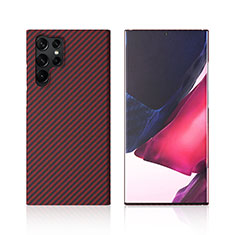 Coque Fibre de Carbone Housse Etui Luxe Serge T01 pour Samsung Galaxy S23 Ultra 5G Rouge