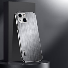 Coque Luxe Aluminum Metal Housse et Bumper Silicone Etui AT1 pour Apple iPhone 13 Argent