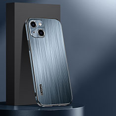 Coque Luxe Aluminum Metal Housse et Bumper Silicone Etui AT1 pour Apple iPhone 13 Bleu Clair
