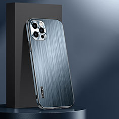 Coque Luxe Aluminum Metal Housse et Bumper Silicone Etui AT1 pour Apple iPhone 13 Pro Bleu Clair