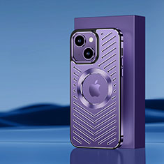 Coque Luxe Aluminum Metal Housse et Bumper Silicone Etui avec Mag-Safe Magnetic Magnetique AC1 pour Apple iPhone 13 Violet