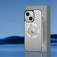 Coque Luxe Aluminum Metal Housse et Bumper Silicone Etui avec Mag-Safe Magnetic Magnetique AC1 pour Apple iPhone 15 Plus Argent