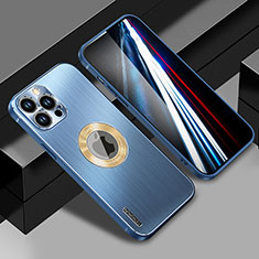 Coque Luxe Aluminum Metal Housse et Bumper Silicone Etui avec Mag-Safe Magnetic Magnetique JL1 pour Apple iPhone 13 Pro Bleu