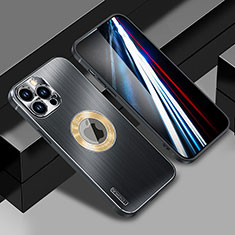 Coque Luxe Aluminum Metal Housse et Bumper Silicone Etui avec Mag-Safe Magnetic Magnetique JL1 pour Apple iPhone 13 Pro Noir