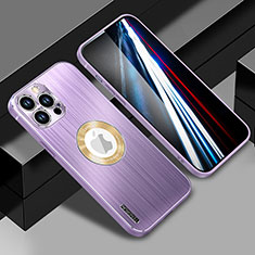 Coque Luxe Aluminum Metal Housse et Bumper Silicone Etui avec Mag-Safe Magnetic Magnetique JL1 pour Apple iPhone 13 Pro Violet