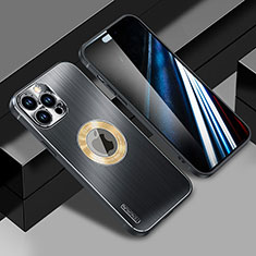 Coque Luxe Aluminum Metal Housse et Bumper Silicone Etui avec Mag-Safe Magnetic Magnetique JL1 pour Apple iPhone 14 Pro Max Noir