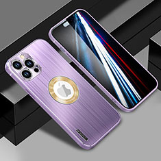 Coque Luxe Aluminum Metal Housse et Bumper Silicone Etui avec Mag-Safe Magnetic Magnetique JL1 pour Apple iPhone 14 Pro Max Violet