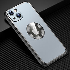 Coque Luxe Aluminum Metal Housse et Bumper Silicone Etui avec Mag-Safe Magnetic Magnetique JL2 pour Apple iPhone 13 Bleu