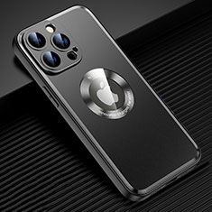 Coque Luxe Aluminum Metal Housse et Bumper Silicone Etui avec Mag-Safe Magnetic Magnetique JL2 pour Apple iPhone 15 Pro Noir