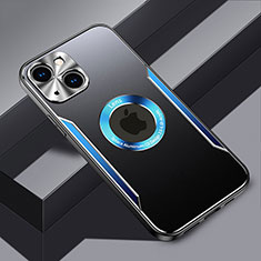 Coque Luxe Aluminum Metal Housse et Bumper Silicone Etui avec Mag-Safe Magnetic Magnetique JL3 pour Apple iPhone 13 Bleu