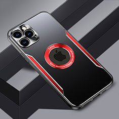 Coque Luxe Aluminum Metal Housse et Bumper Silicone Etui avec Mag-Safe Magnetic Magnetique JL3 pour Apple iPhone 15 Pro Rouge
