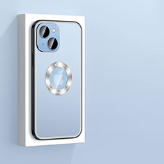 Coque Luxe Aluminum Metal Housse et Bumper Silicone Etui avec Mag-Safe Magnetic Magnetique JL4 pour Apple iPhone 13 Bleu