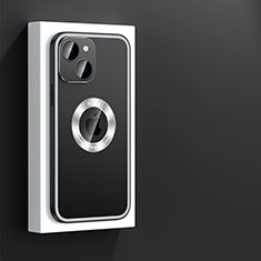 Coque Luxe Aluminum Metal Housse et Bumper Silicone Etui avec Mag-Safe Magnetic Magnetique JL4 pour Apple iPhone 14 Noir