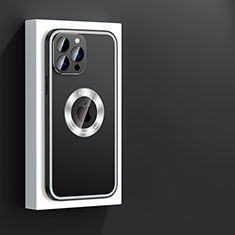 Coque Luxe Aluminum Metal Housse et Bumper Silicone Etui avec Mag-Safe Magnetic Magnetique JL4 pour Apple iPhone 14 Pro Max Noir