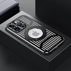 Coque Luxe Aluminum Metal Housse et Bumper Silicone Etui avec Mag-Safe Magnetic Magnetique TX1 pour Apple iPhone 14 Pro Noir