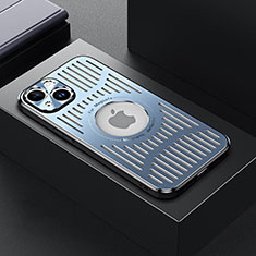 Coque Luxe Aluminum Metal Housse et Bumper Silicone Etui avec Mag-Safe Magnetic Magnetique TX1 pour Apple iPhone 15 Bleu