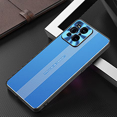Coque Luxe Aluminum Metal Housse et Bumper Silicone Etui J02 pour Oppo Find X3 Pro 5G Bleu