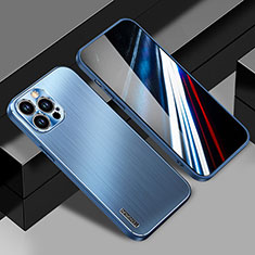 Coque Luxe Aluminum Metal Housse et Bumper Silicone Etui JL1 pour Apple iPhone 13 Pro Bleu