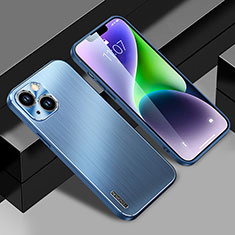 Coque Luxe Aluminum Metal Housse et Bumper Silicone Etui JL1 pour Apple iPhone 14 Plus Bleu