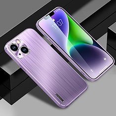 Coque Luxe Aluminum Metal Housse et Bumper Silicone Etui JL1 pour Apple iPhone 14 Violet