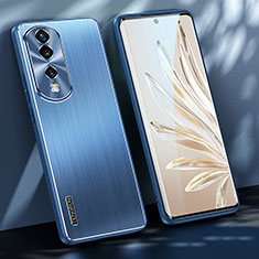 Coque Luxe Aluminum Metal Housse et Bumper Silicone Etui JL1 pour Huawei Honor 70 Pro 5G Bleu