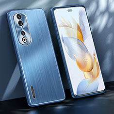 Coque Luxe Aluminum Metal Housse et Bumper Silicone Etui JL1 pour Huawei Honor 90 Pro 5G Bleu