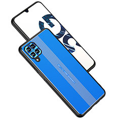 Coque Luxe Aluminum Metal Housse et Bumper Silicone Etui JL1 pour Samsung Galaxy A12 Bleu