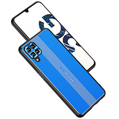 Coque Luxe Aluminum Metal Housse et Bumper Silicone Etui JL1 pour Samsung Galaxy A12 Nacho Bleu