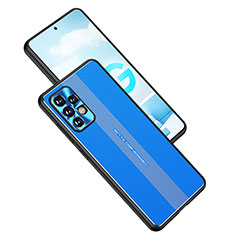 Coque Luxe Aluminum Metal Housse et Bumper Silicone Etui JL1 pour Samsung Galaxy A52 4G Bleu