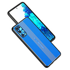 Coque Luxe Aluminum Metal Housse et Bumper Silicone Etui JL1 pour Samsung Galaxy S20 Bleu