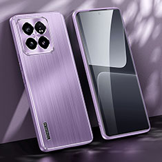 Coque Luxe Aluminum Metal Housse et Bumper Silicone Etui JL1 pour Xiaomi Mi 14 Pro 5G Violet