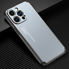 Coque Luxe Aluminum Metal Housse et Bumper Silicone Etui JL2 pour Apple iPhone 13 Pro Max Bleu