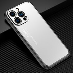 Coque Luxe Aluminum Metal Housse et Bumper Silicone Etui JL2 pour Apple iPhone 15 Pro Max Argent