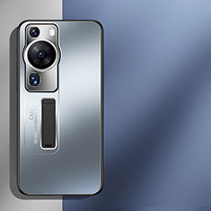 Coque Luxe Aluminum Metal Housse et Bumper Silicone Etui JL2 pour Huawei P60 Pro Bleu