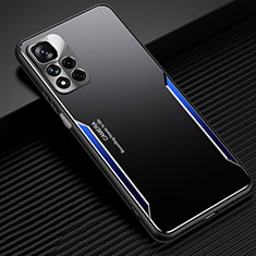 Coque Luxe Aluminum Metal Housse et Bumper Silicone Etui JL2 pour Xiaomi Mi 11i 5G (2022) Bleu
