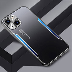 Coque Luxe Aluminum Metal Housse et Bumper Silicone Etui JL3 pour Apple iPhone 14 Bleu
