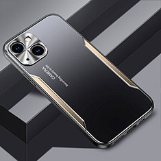 Coque Luxe Aluminum Metal Housse et Bumper Silicone Etui JL3 pour Apple iPhone 14 Or