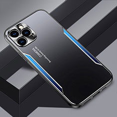 Coque Luxe Aluminum Metal Housse et Bumper Silicone Etui JL3 pour Apple iPhone 14 Pro Bleu