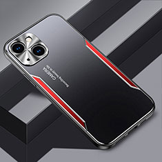 Coque Luxe Aluminum Metal Housse et Bumper Silicone Etui JL3 pour Apple iPhone 15 Rouge