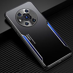 Coque Luxe Aluminum Metal Housse et Bumper Silicone Etui JL3 pour Huawei Honor Magic3 5G Bleu